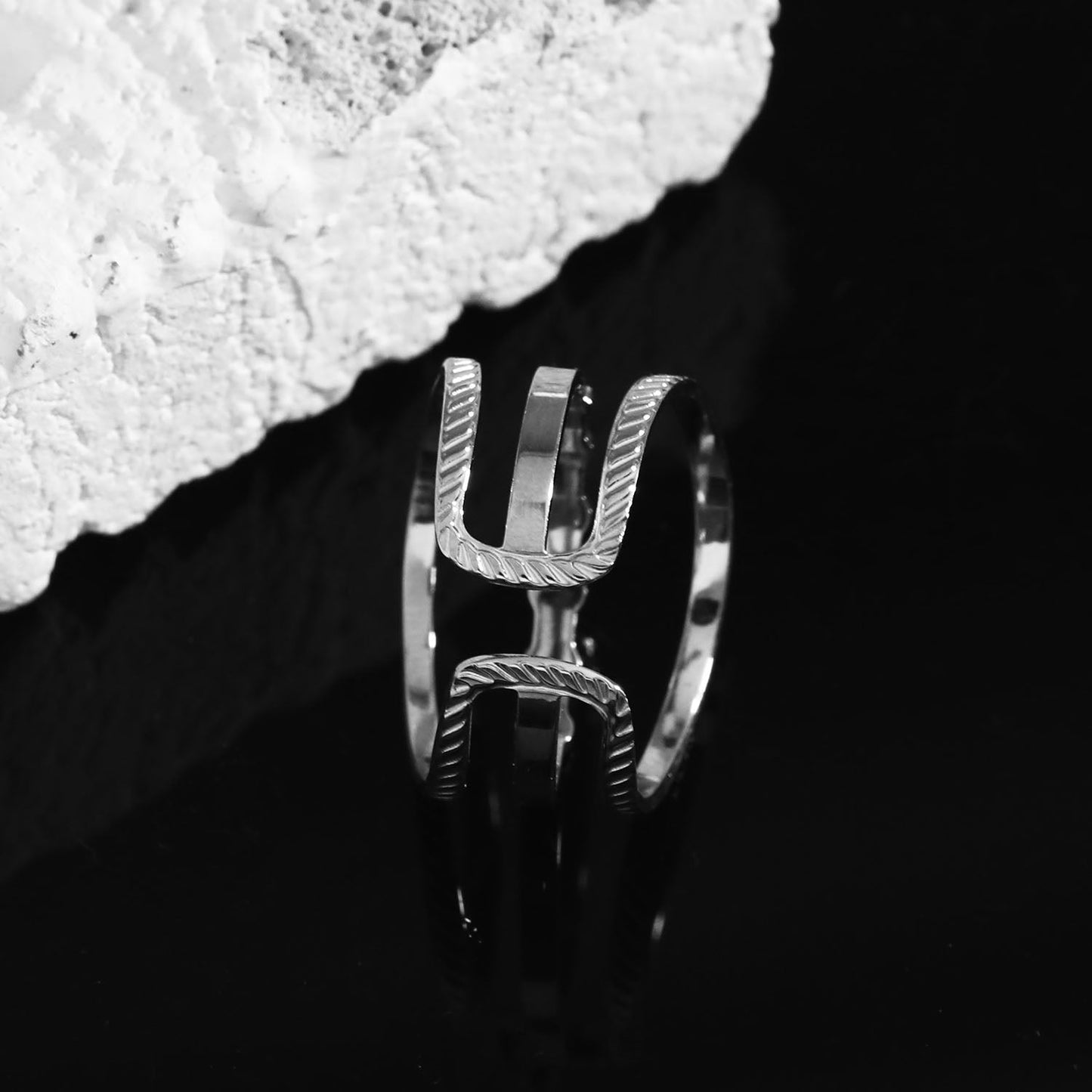 AMALIA Triple Stacked Zirconia Embellished Silver Ring