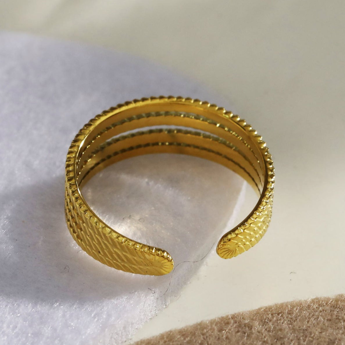 BRYONY: Symmetrical Textured Pre-Stacked Ring