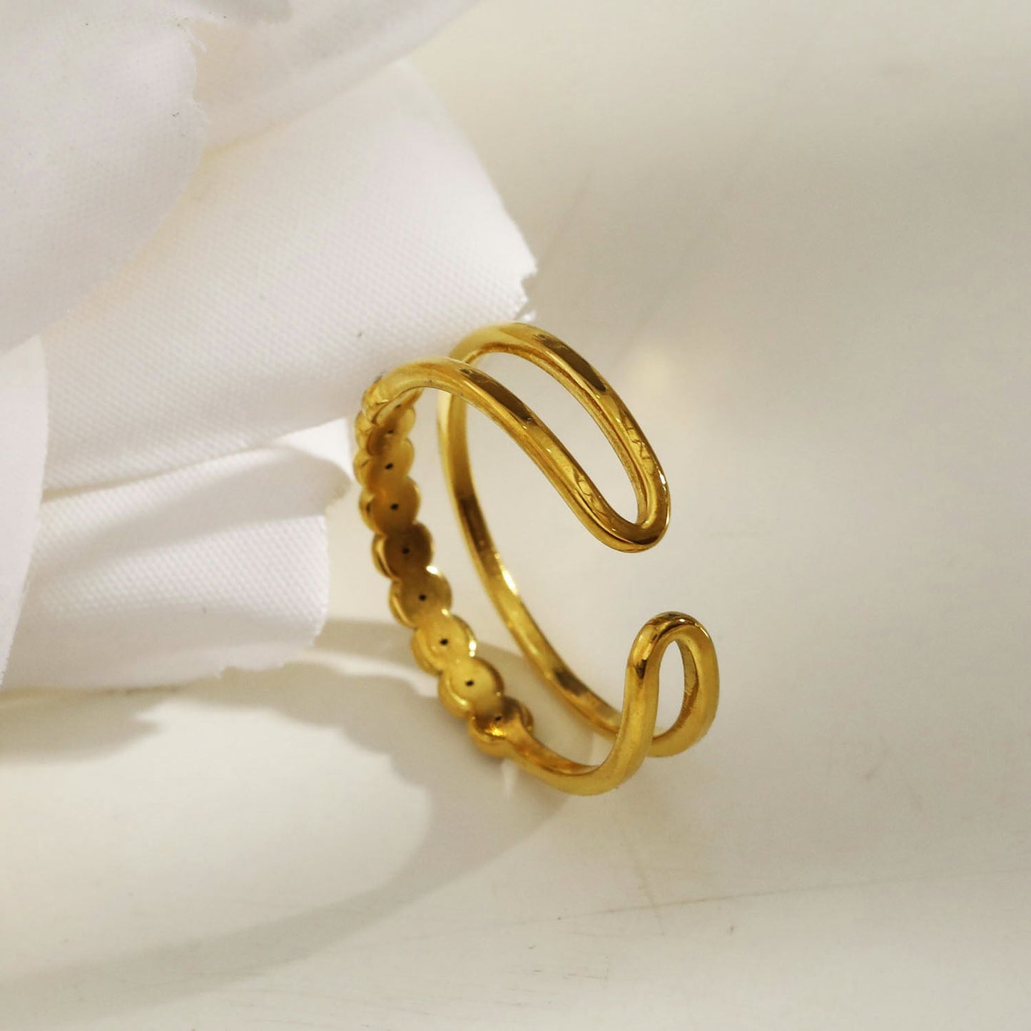 ORDELLA: Parallel Double Stacked Zirconia Embellished Ring