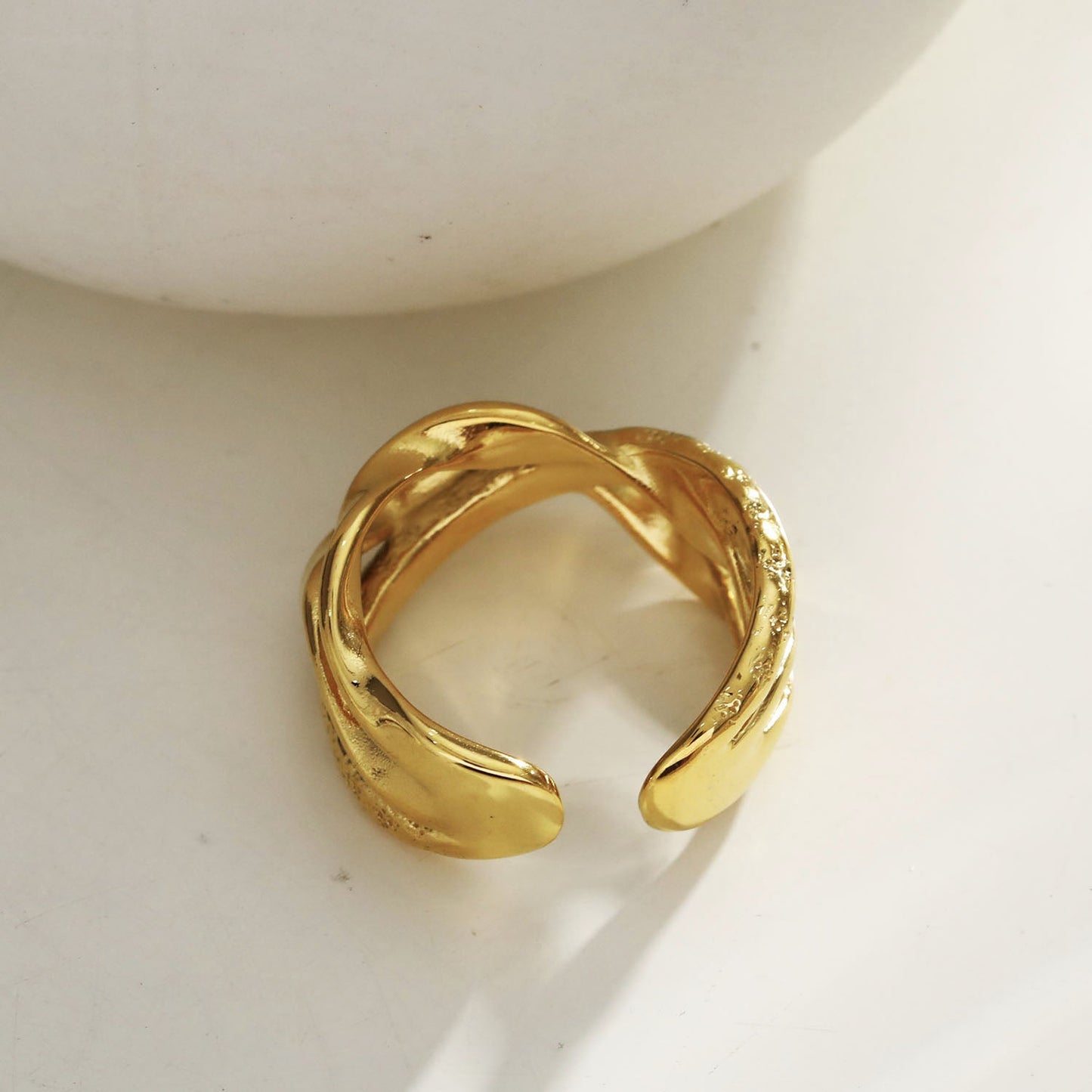 ORBANA: Partially Hammered Abstract Design Multi Stacked Ring