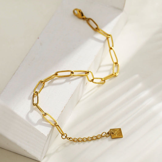 HAKILA: Essential Gold Chain Link Paper-Clip Bracelet