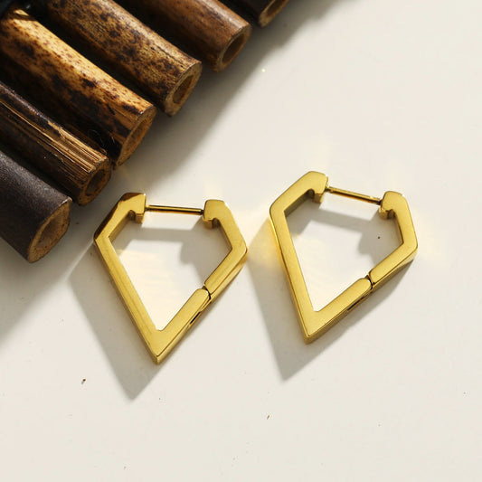 CAGLIARI: Triangle Shaped Contemporary Hoop Earrings in Gold