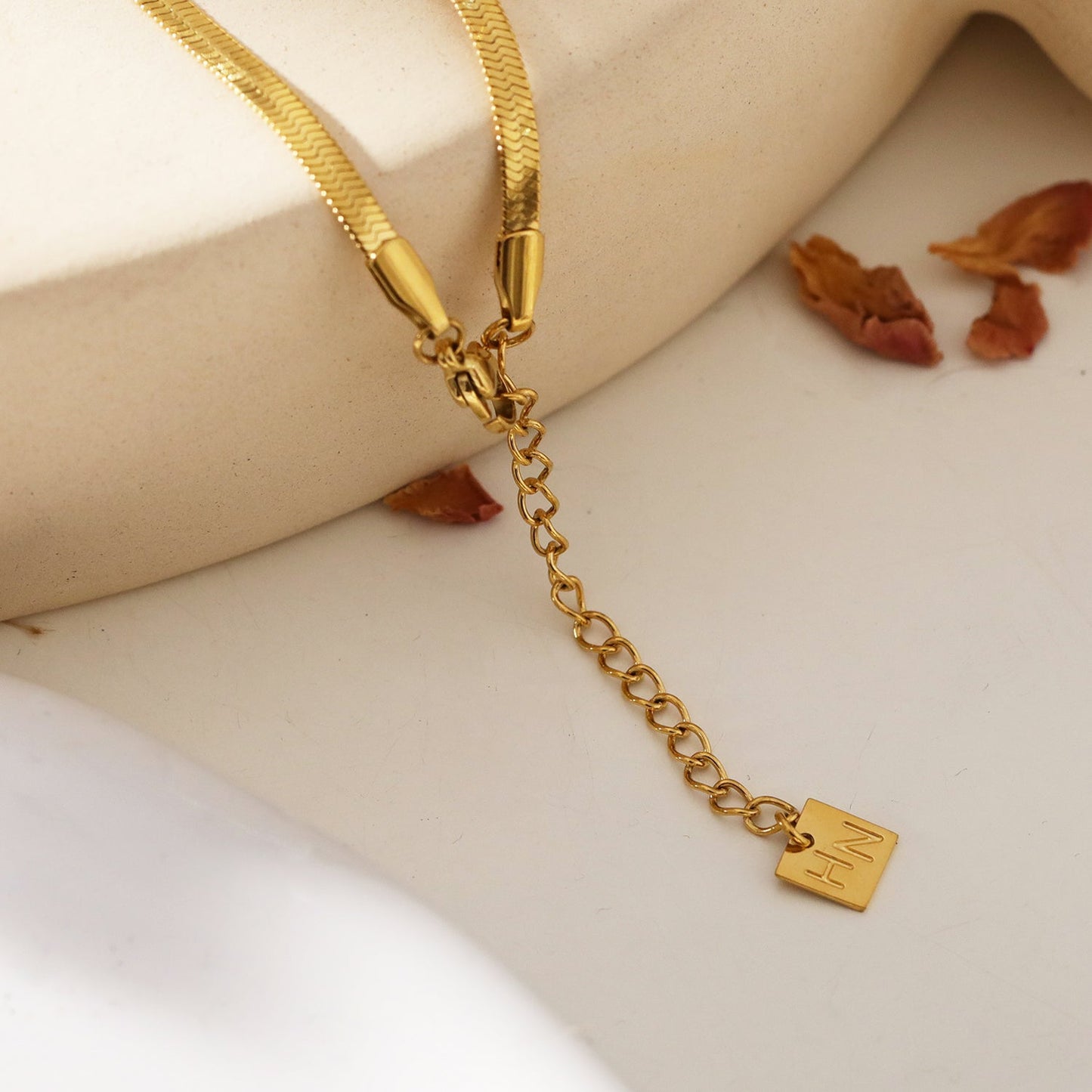 MESTIA: Combo Necklace with Snake-Skin Textured & Tennis Chains