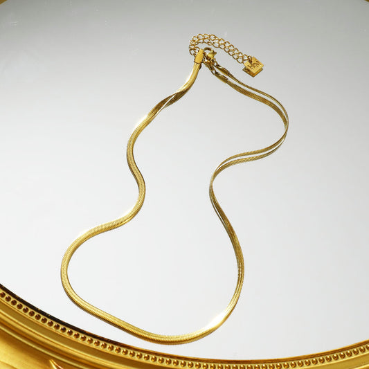 FRYDA Gold: Snake Skin Textured Mid Width Chain Necklace