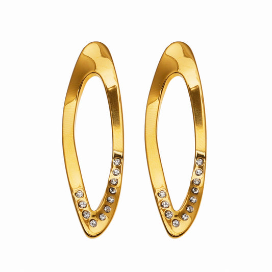 ESSABEL: Zirconia Embedded Sculpted Hoop Earrings