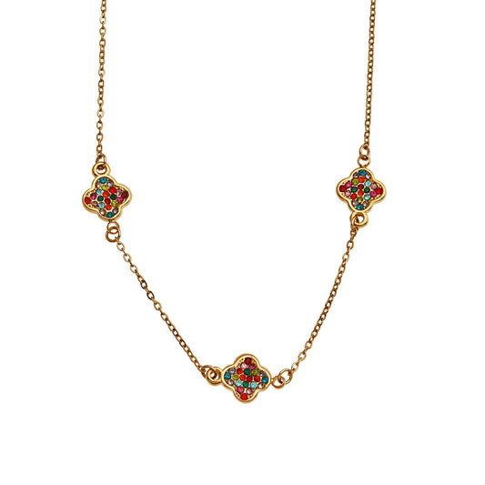 ELLIS Coloured Zirconia Charms Gold Necklace