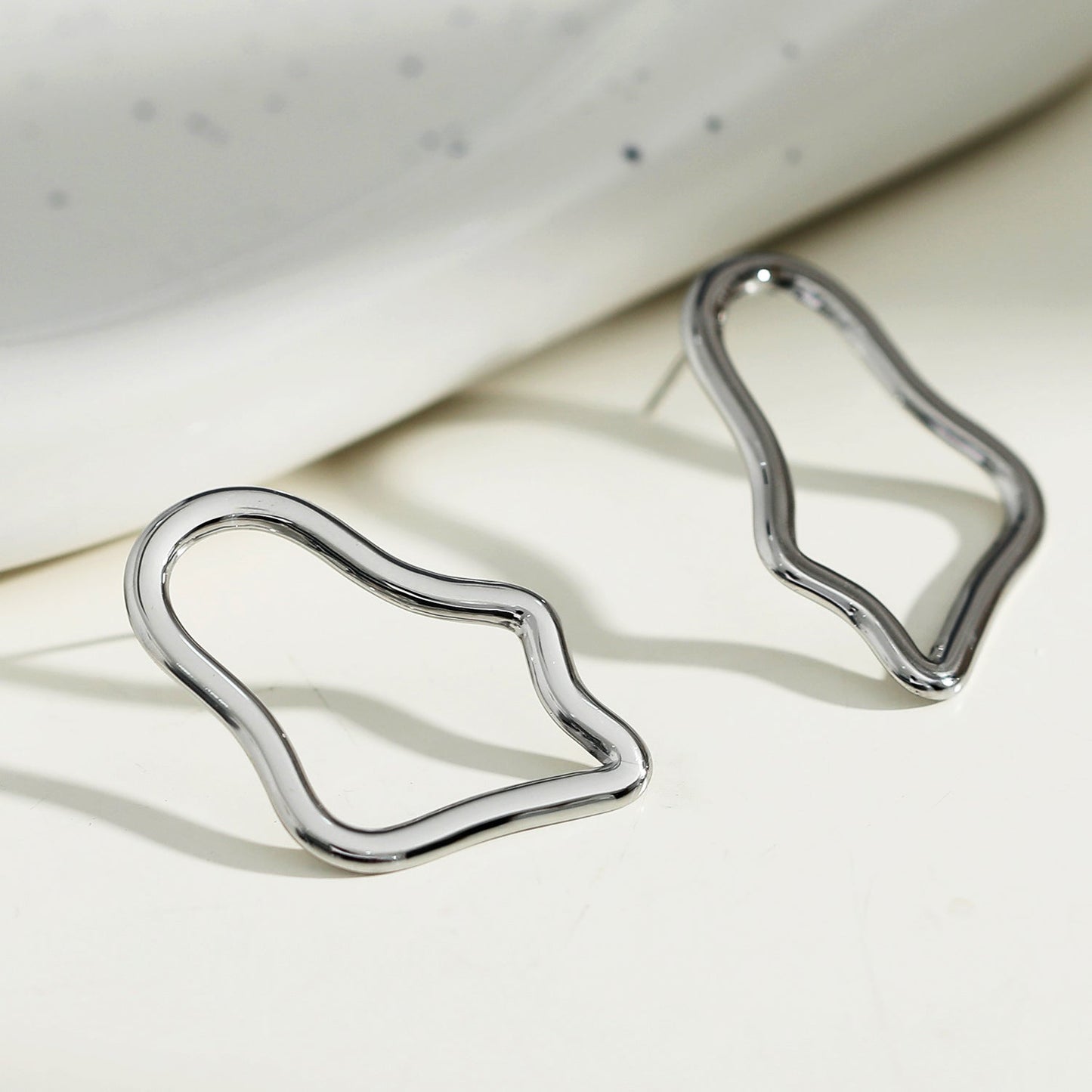 MARTINA Irregular Shaped Hoop Earrings in Silver