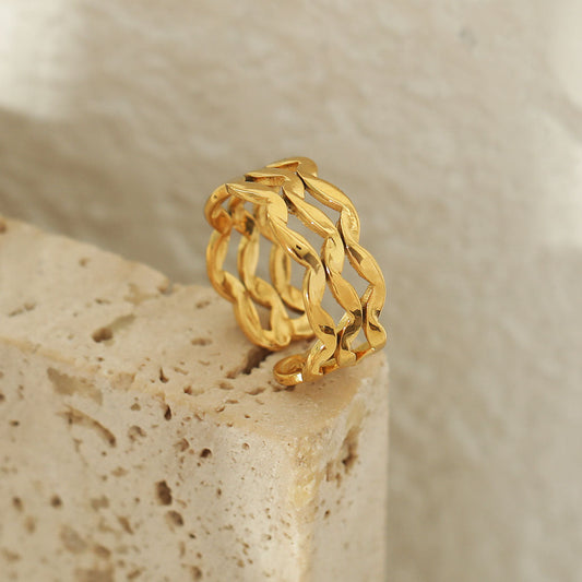 PAIGE Triple Stacked Wavy Gold Ring
