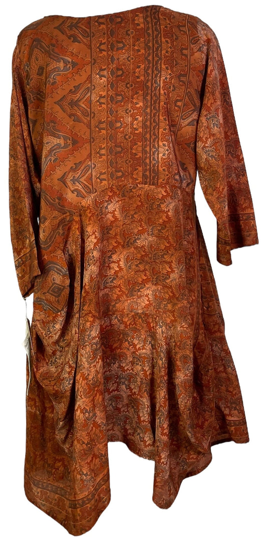 PRC7158 Avatar Pure Silk Sculptural Long Tunic Dress