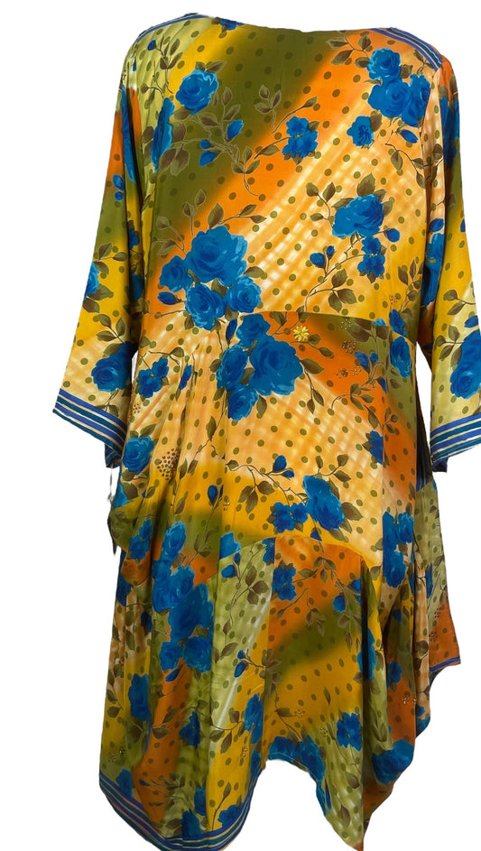 PRC7161 Avatar Pure Silk Sculptural Long Tunic Dress