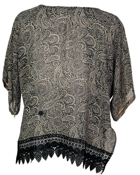 PRG7532 Sheer Avatar Pure Silk Side Slit Top