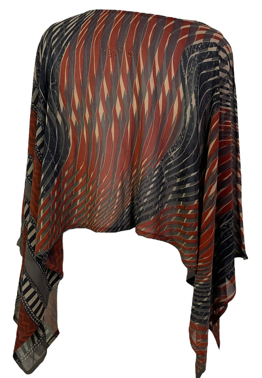 PRG7120 Sheer Avatar Pure Silk Capelet Poncho