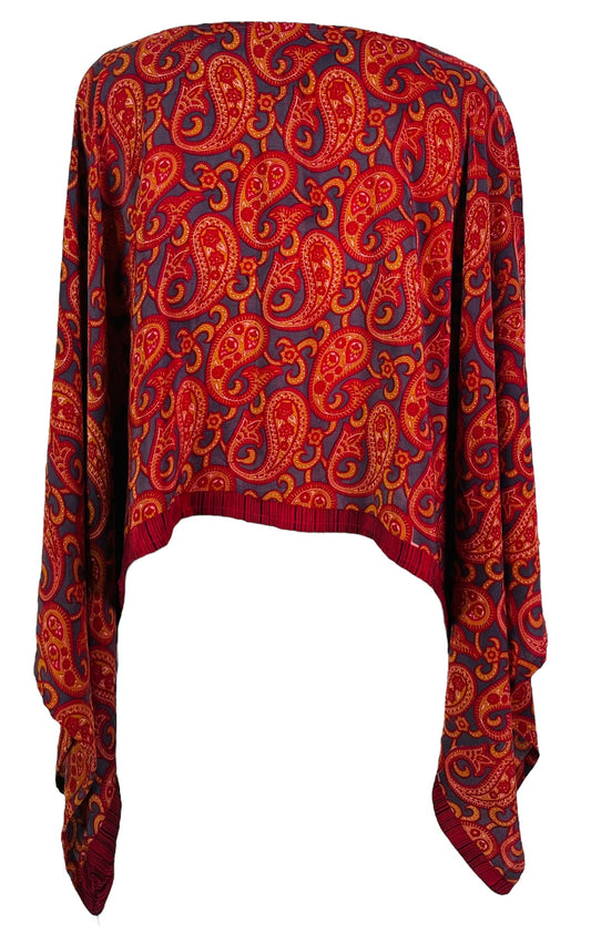 PRC7316 Avatar Pure Silk Kimono-Sleeved Top