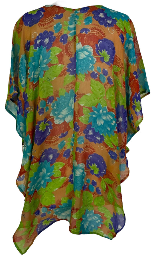 PRG7105 Sheer Avatar Pure Silk Waterfall Top
