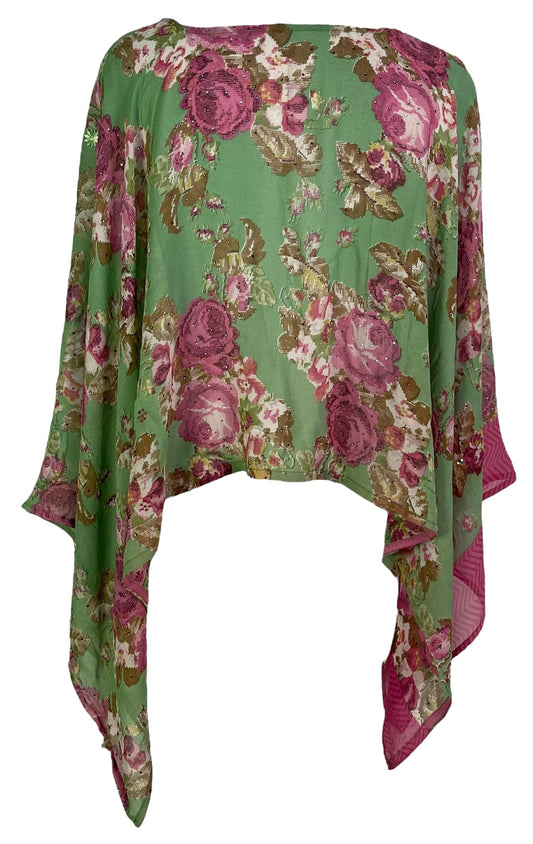 PRG7347 Sheer Avatar Pure Silk Capelet Poncho