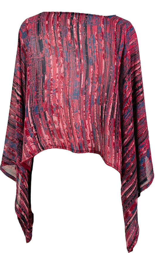 PRG7354 Sheer Avatar Pure Silk Kimono-Sleeved Top