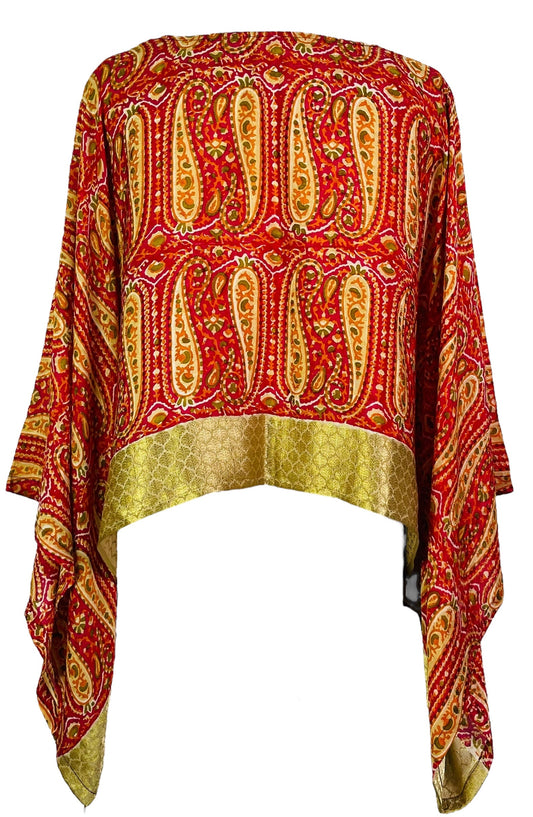 PRC7314 Avatar Pure Silk Kimono-Sleeved Top