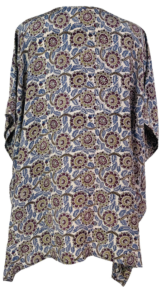 PRC7308 Avatar Pure Silk Short Kaftan Tunic with Slits