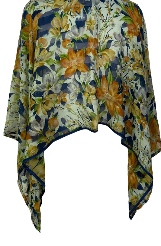 PRG6614 Sheer Avatar Pure Silk Capelet Poncho