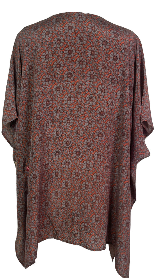 PRC7702 Avatar Pure Silk Short Kaftan Tunic with Slits