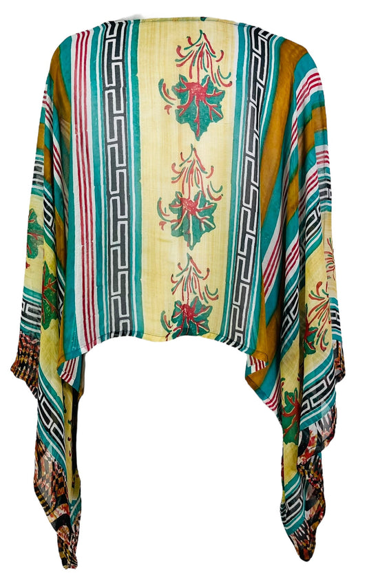 PRG7337 Sheer Avatar Pure Silk Kimono-Sleeved Top