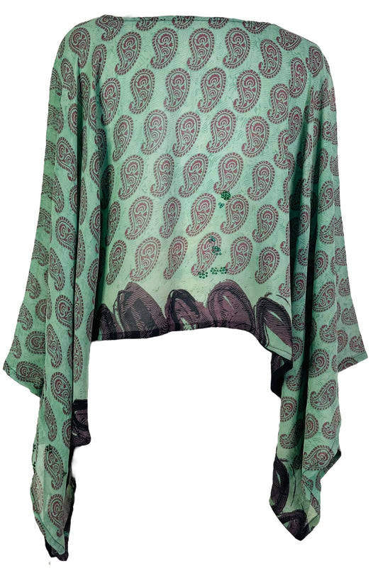 PRG7329 Sheer Avatar Pure Silk Kimono-Sleeved Top