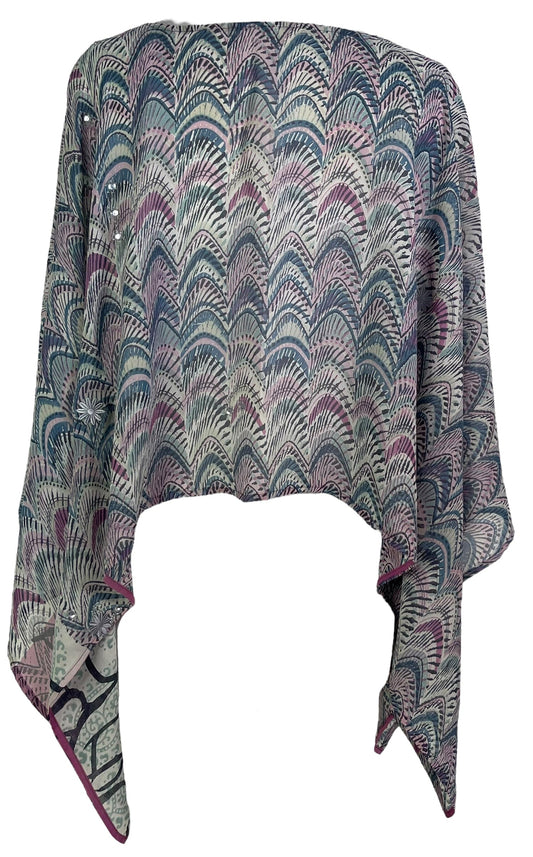 PRG7266 Sheer Avatar Pure Silk Capelet Poncho