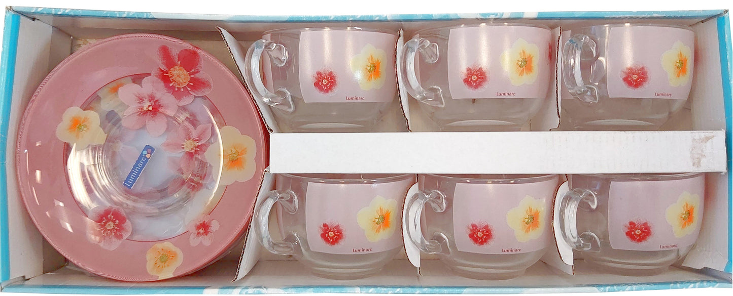 12 piece Tea Cup Set - Poeme an Rose Luminarc