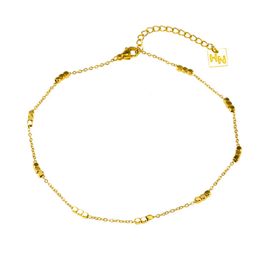 RITIKA LG: Tiny Square-Beads Dainty Gold Chain Anklet
