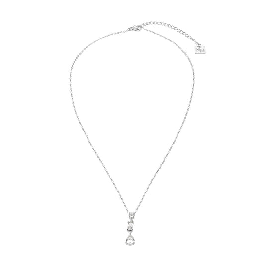 Style ROCHINA Silver: A Trio of Zirconia Charms Pendant Chain Necklace