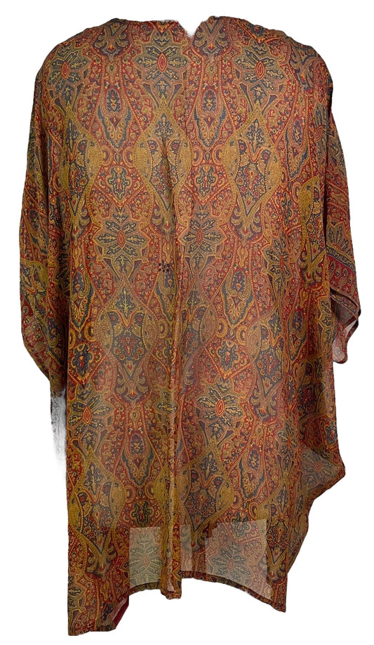 PRG7189 Sheer Avatar Pure Silk Short Kaftan Tunic without Slits