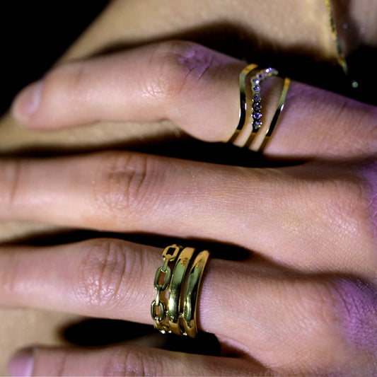 JUAANA Triple Layered Zirconia Embellished Ring