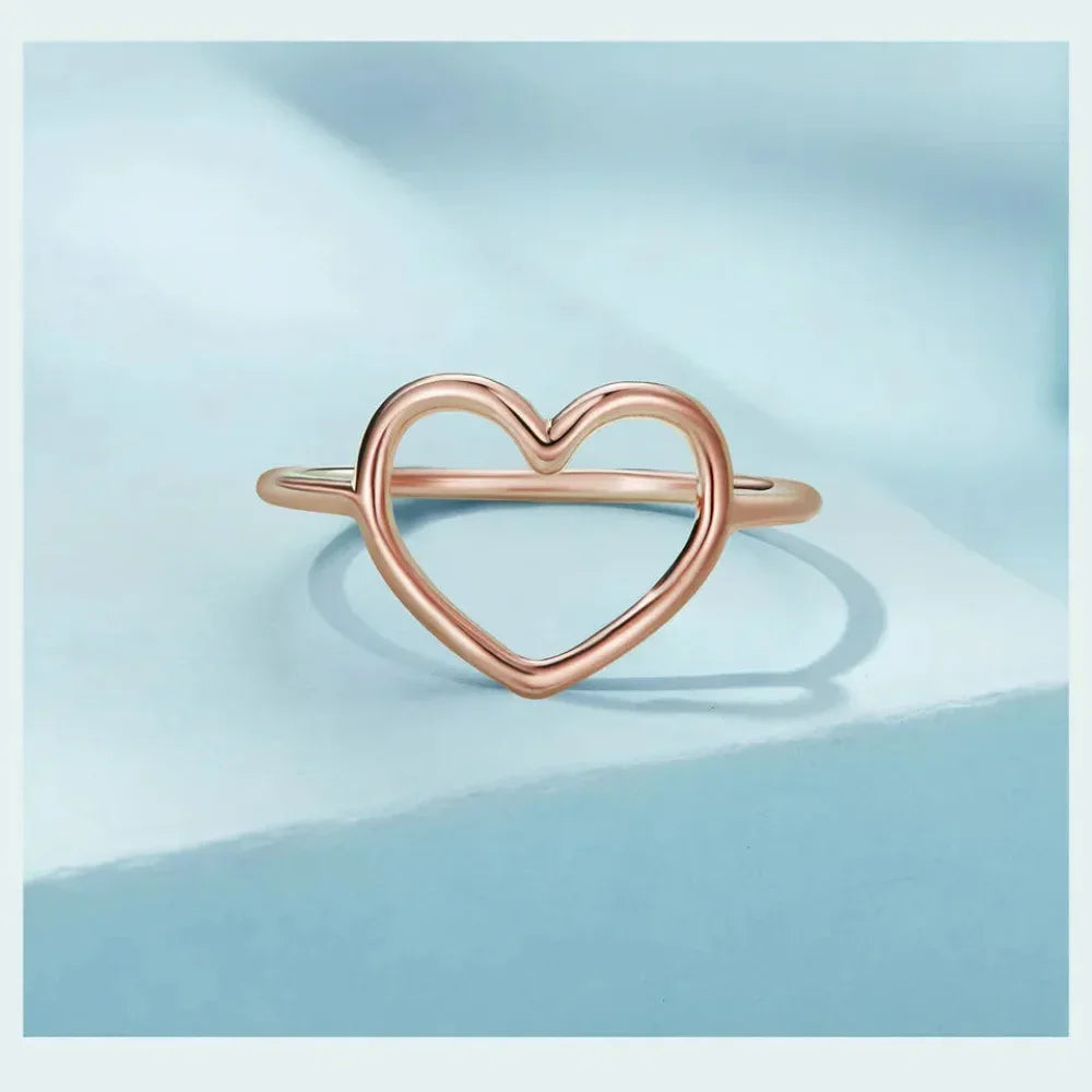925 Sterling Silver Minimal Heart Band Ring