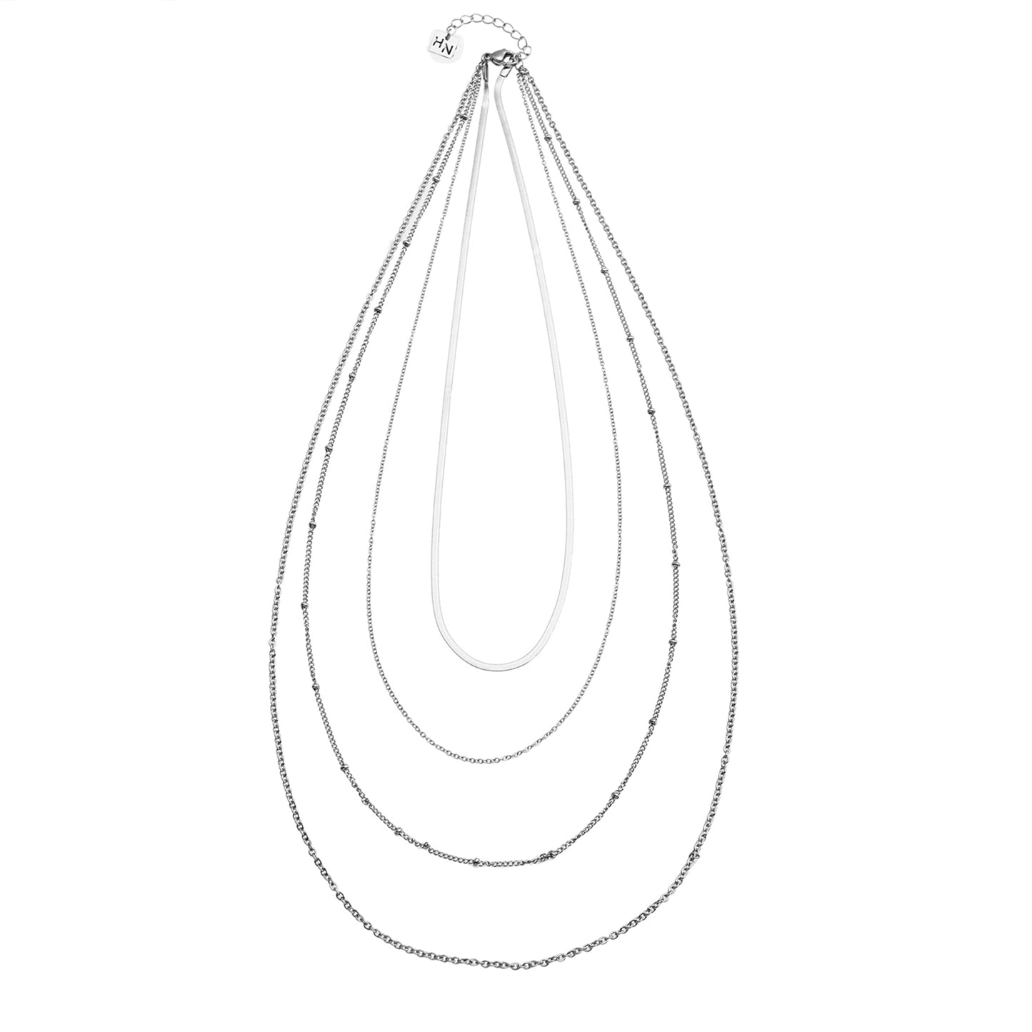 SABRINA Four-Layer Multi Chain Necklace in Silver