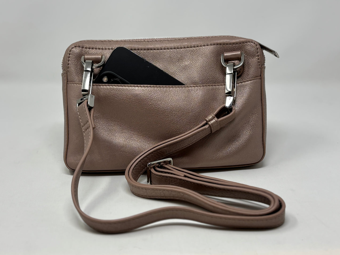 Petit sac bandoulière en Cuir Champagne, Annie
