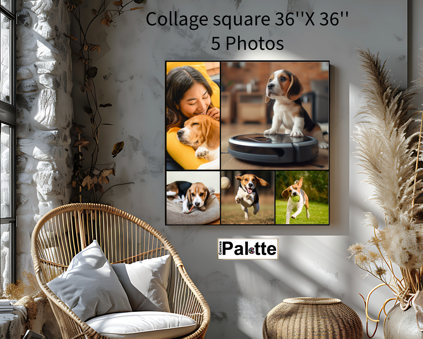 36″X36″ Collage Canvas Photo Square 5 blocks
