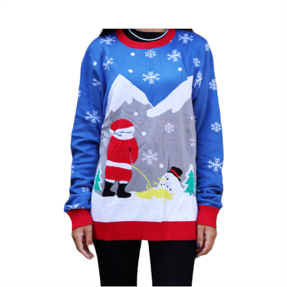 Santa Peeing On Melting Snowman Sweater