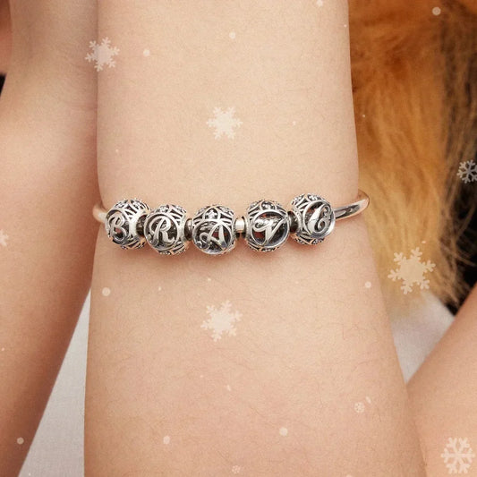 925 Sterling Silver Alphabet Charms - A To Z Letter Collection For Diy Jewelry Making