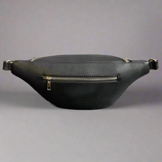 Sheep Leather Waist Bag with Patterned Strap