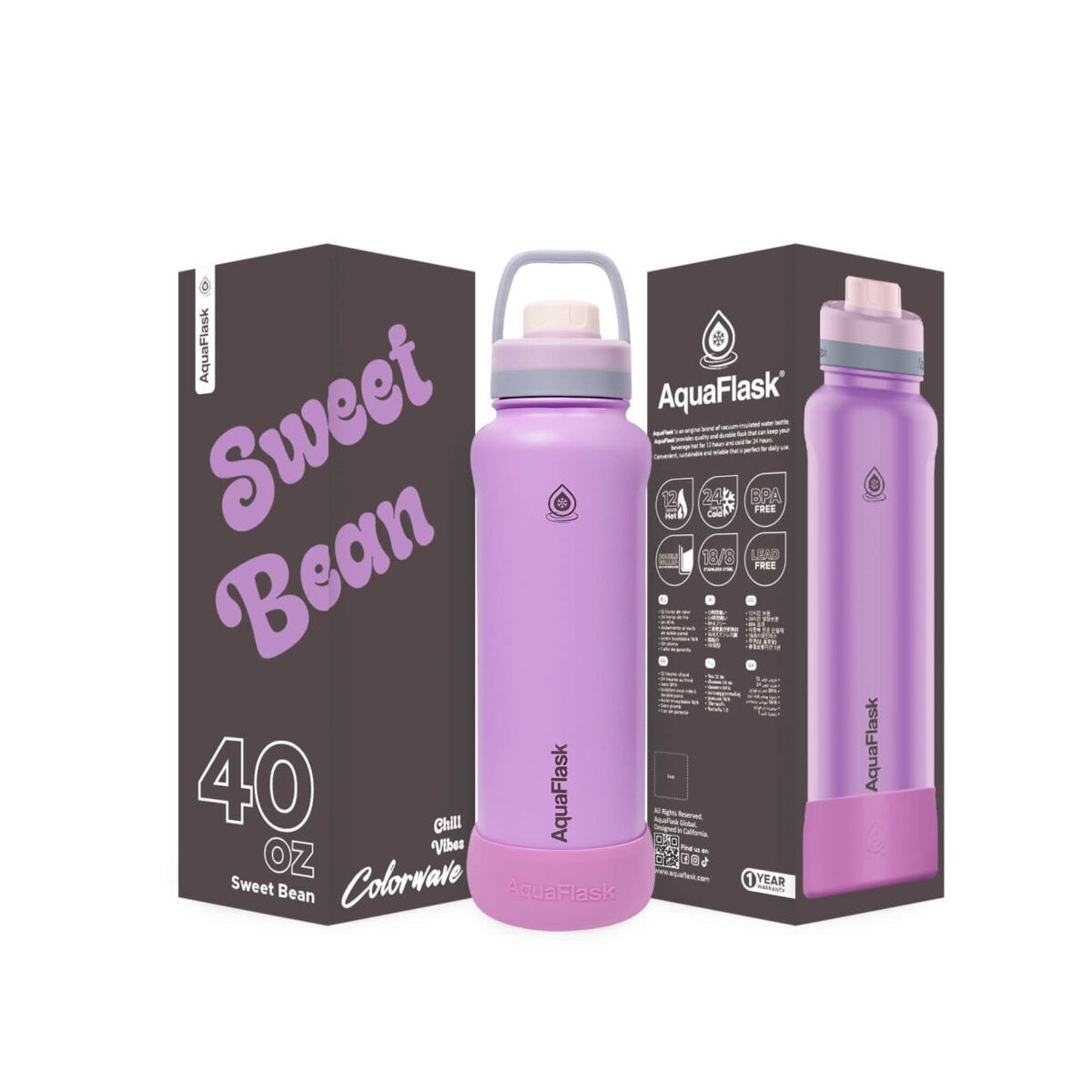 AquaFlask Colorwave 40oz Tumbler – Double Wall Stainless Steel, Keeps Drinks Hot & Cold, Leak-Proof