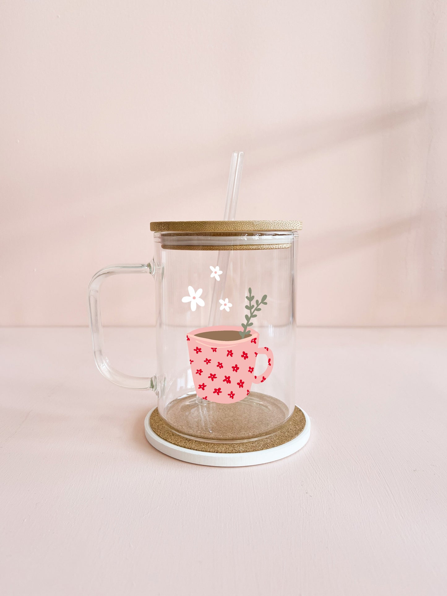 Tasse boho 17oz - tasse de café rose