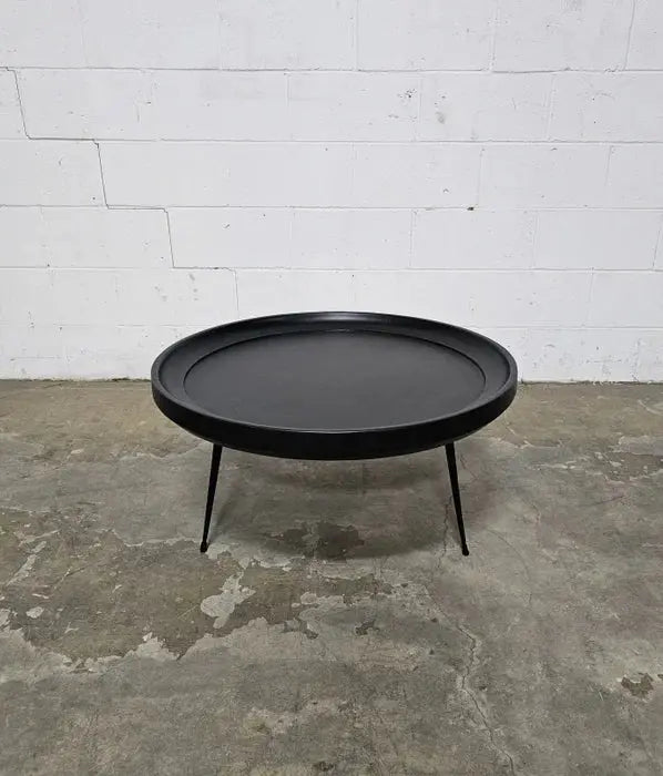 Table à Café ronde en bois de manguier fini noir