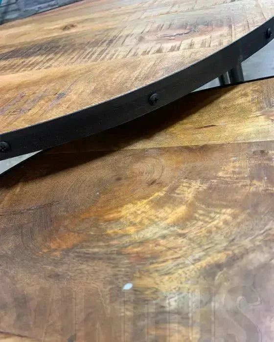 Tables basses en bois de manguier patte en épingle ensemble de 2