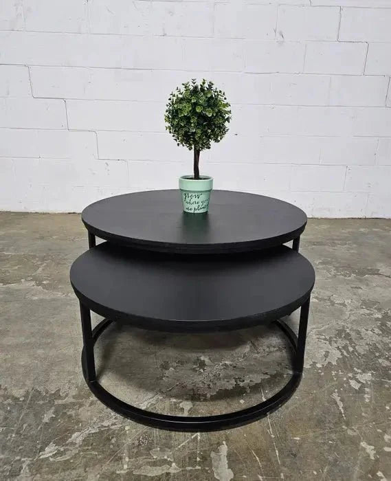 Tables à Café gigogne en bois d'Acacia (Noir)