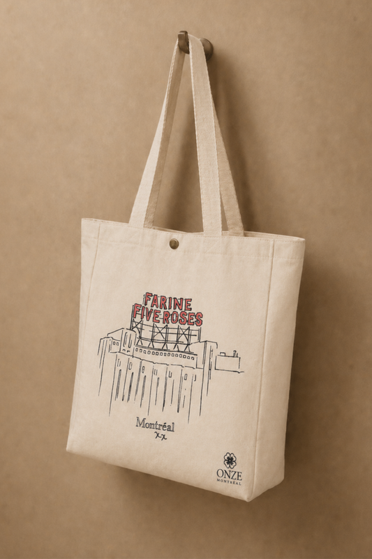 Montreal Five Roses Tote Bag Custom Illustration Canvas