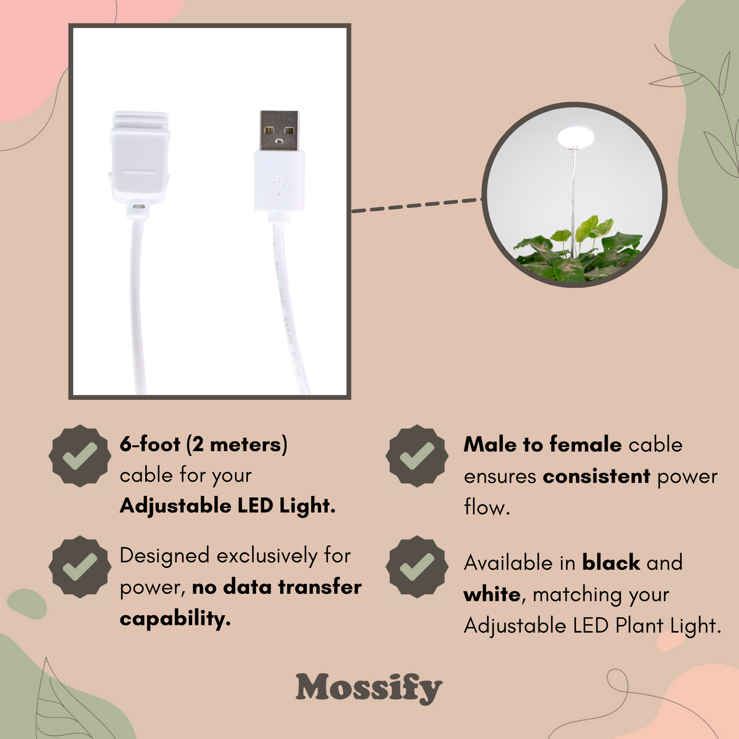 6' USB 2.0 Power Extension Cord