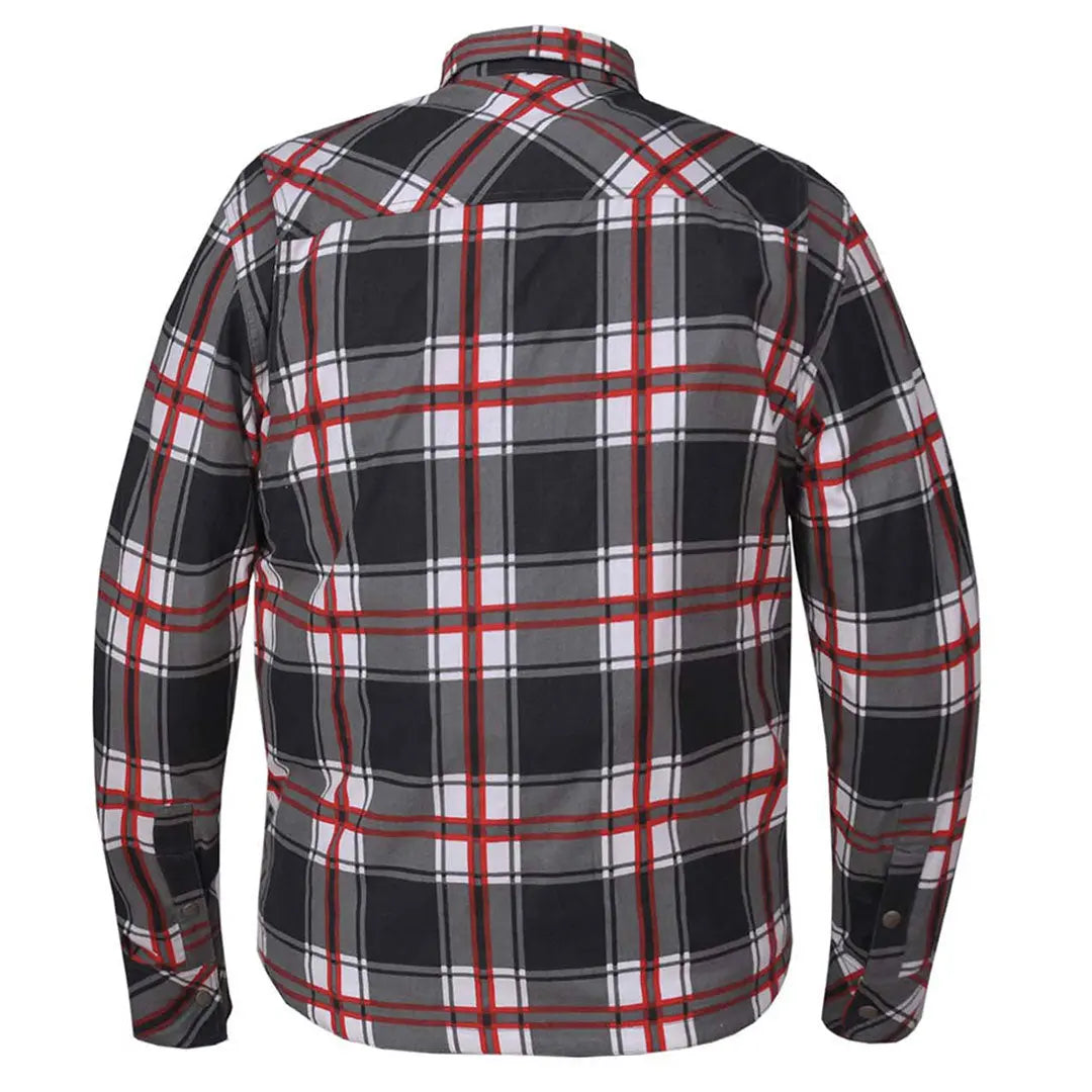 Unik International Men's Red and White Riding Flannel Armoured Shirt