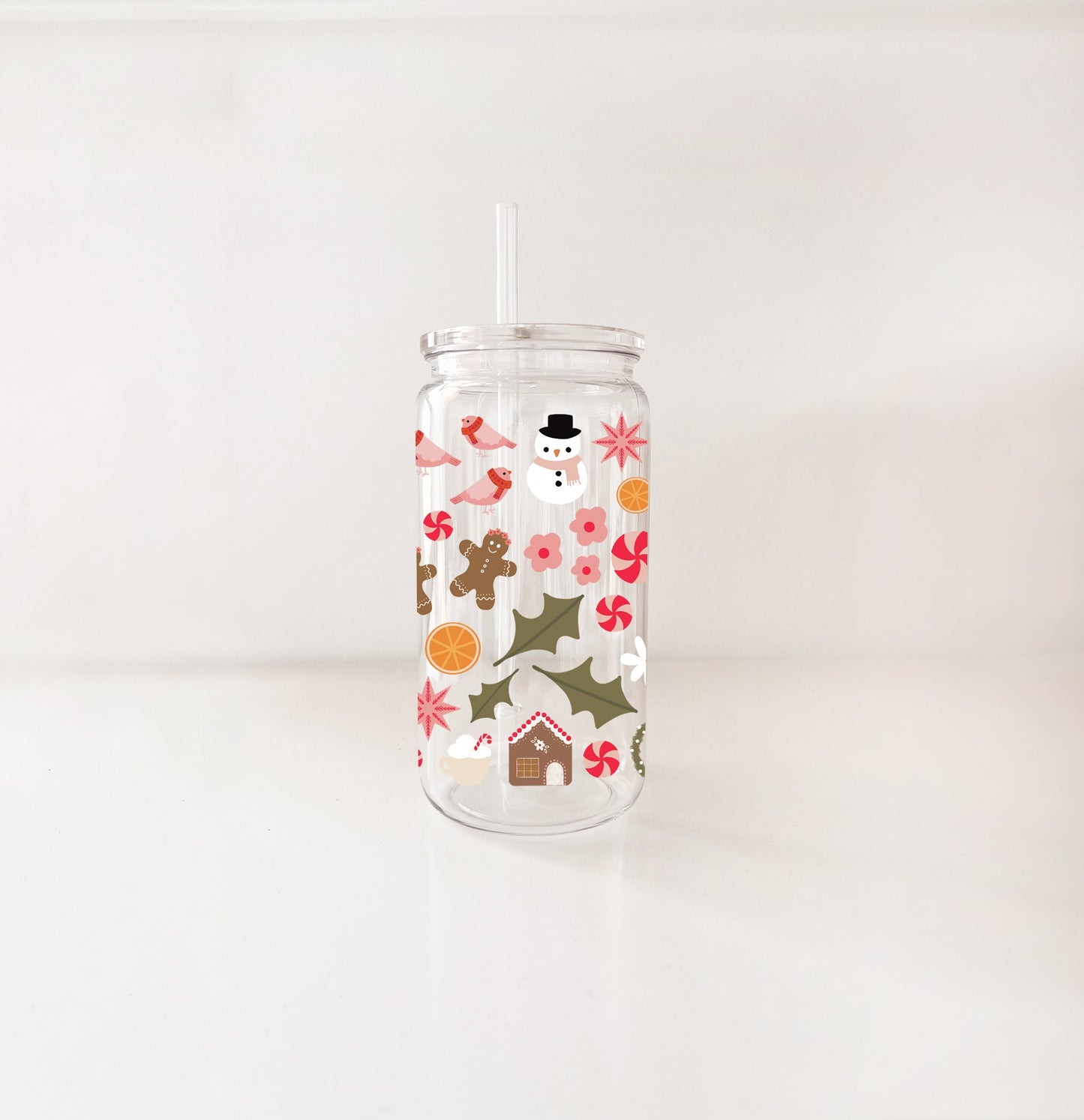 Verre en plastique 16oz - Mosaïque de Noël