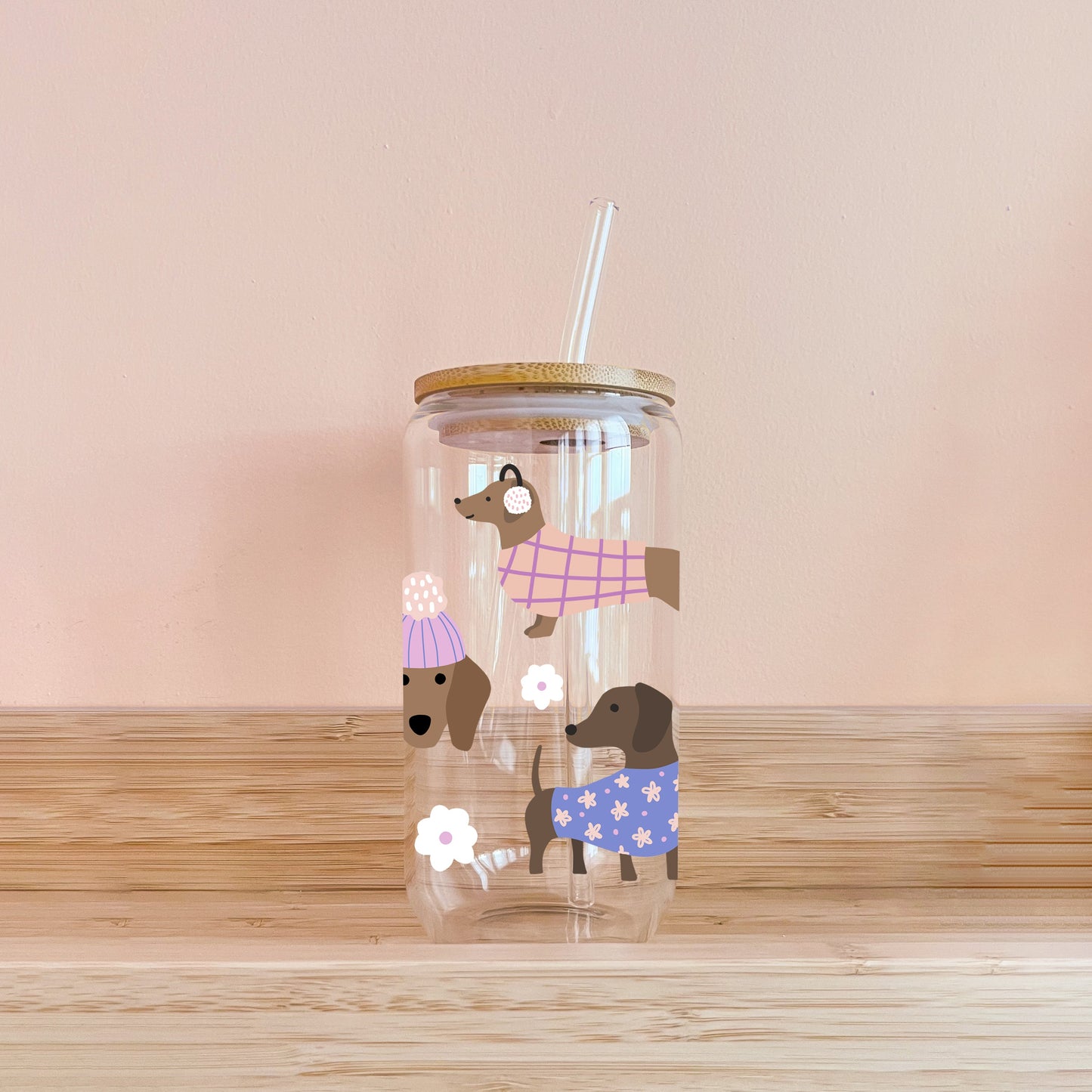 Verre boho - teckels d'hiver