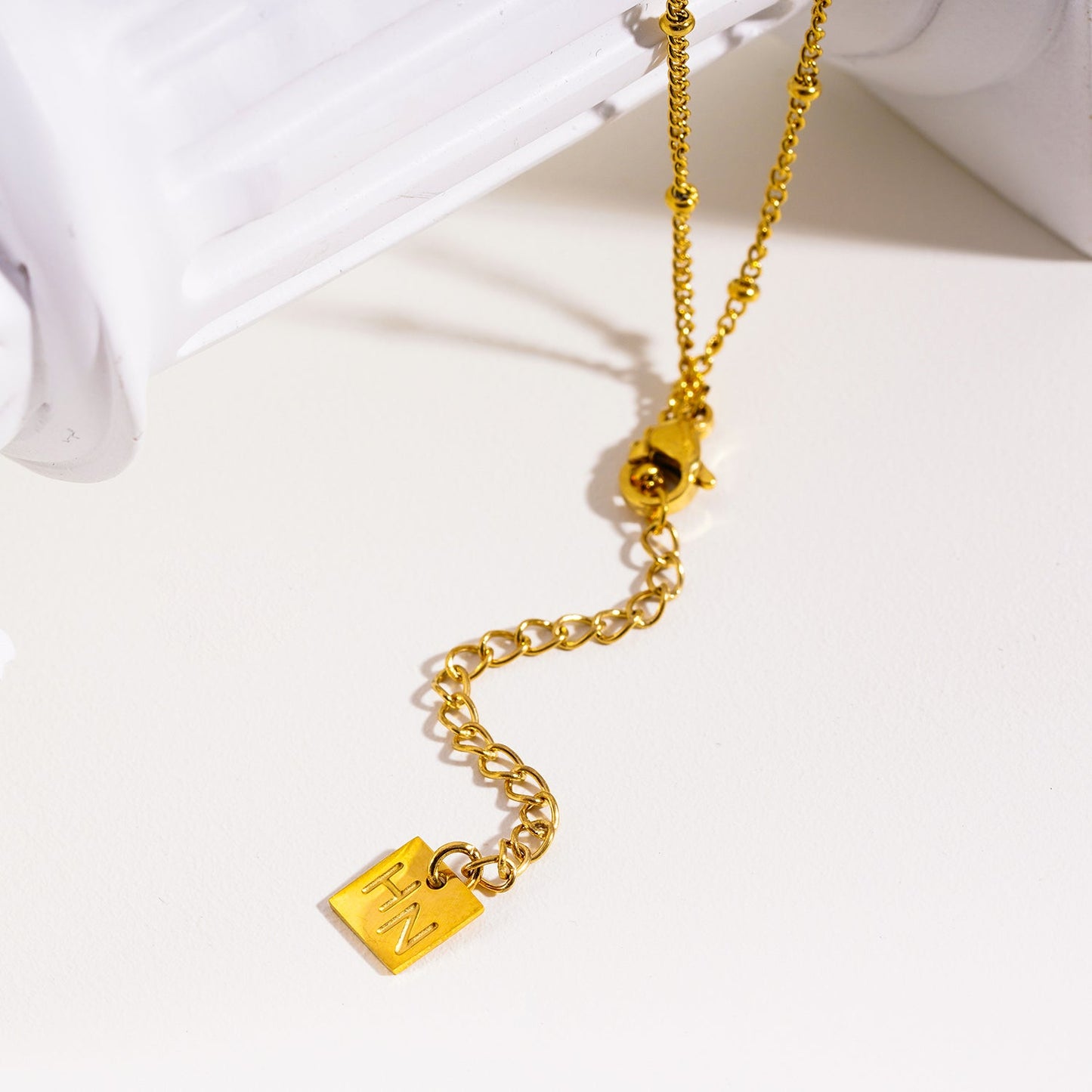 VILJA: Gilded Harmony Chain Necklace with Gold Beads and Freshwater Pearls